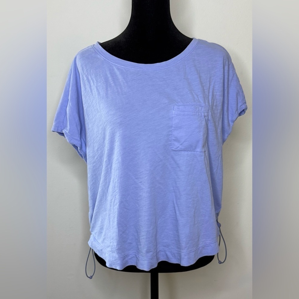 Athleta periwinkle short sleeve crew neck organic cotton bungee tee shirt small